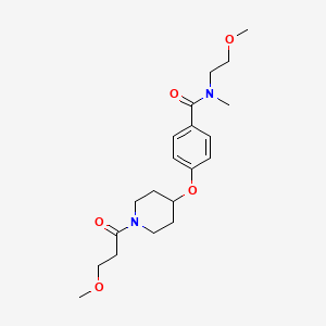 molecular formula C20H30N2O5 B3802517 N-(2-methoxyethyl)-4-[1-(3-methoxypropanoyl)piperidin-4-yl]oxy-N-methylbenzamide 