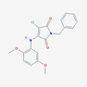 molecular formula C19H17ClN2O4 B380252 1-benzyl-3-chloro-4-(2,5-dimethoxyanilino)-1H-pyrrole-2,5-dione 