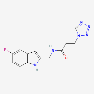 molecular formula C13H13FN6O B3802569 N-[(5-fluoro-1H-indol-2-yl)methyl]-3-(tetrazol-1-yl)propanamide 