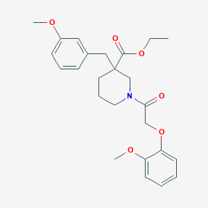 molecular formula C25H31NO6 B3802609 ethyl 3-(3-methoxybenzyl)-1-[(2-methoxyphenoxy)acetyl]-3-piperidinecarboxylate 