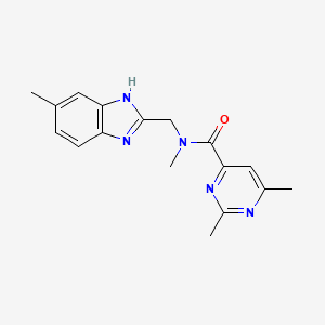 molecular formula C17H19N5O B3803261 N,2,6-trimethyl-N-[(5-methyl-1H-benzimidazol-2-yl)methyl]pyrimidine-4-carboxamide 