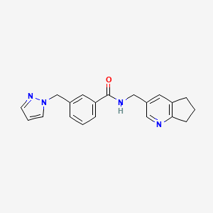 molecular formula C20H20N4O B3803265 N-(6,7-dihydro-5H-cyclopenta[b]pyridin-3-ylmethyl)-3-(1H-pyrazol-1-ylmethyl)benzamide 