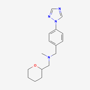 molecular formula C16H22N4O B3803310 N-methyl-1-(tetrahydro-2H-pyran-2-yl)-N-[4-(1H-1,2,4-triazol-1-yl)benzyl]methanamine 
