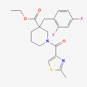 molecular formula C20H22F2N2O3S B3803395 ethyl 3-(2,4-difluorobenzyl)-1-[(2-methyl-1,3-thiazol-4-yl)carbonyl]-3-piperidinecarboxylate 