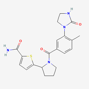 molecular formula C20H22N4O3S B3803406 5-[1-[4-Methyl-3-(2-oxoimidazolidin-1-yl)benzoyl]pyrrolidin-2-yl]thiophene-2-carboxamide 
