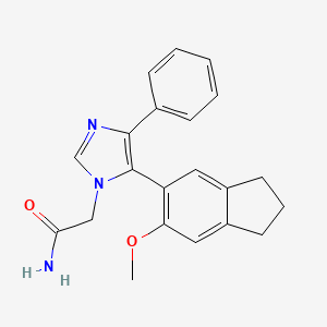 molecular formula C21H21N3O2 B3803472 2-[5-(6-methoxy-2,3-dihydro-1H-inden-5-yl)-4-phenyl-1H-imidazol-1-yl]acetamide 