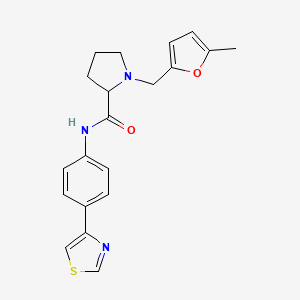 molecular formula C20H21N3O2S B3803501 1-[(5-methylfuran-2-yl)methyl]-N-[4-(1,3-thiazol-4-yl)phenyl]pyrrolidine-2-carboxamide 