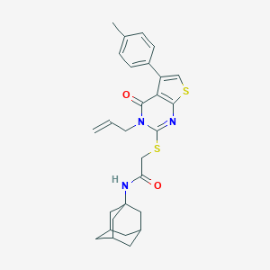 molecular formula C28H31N3O2S2 B380373 N-(ADAMANTAN-1-YL)-2-{[5-(4-METHYLPHENYL)-4-OXO-3-(PROP-2-EN-1-YL)-3H,4H-THIENO[2,3-D]PYRIMIDIN-2-YL]SULFANYL}ACETAMIDE 