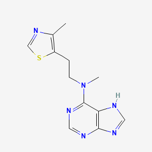 molecular formula C12H14N6S B3803858 N-methyl-N-[2-(4-methyl-1,3-thiazol-5-yl)ethyl]-7H-purin-6-amine 