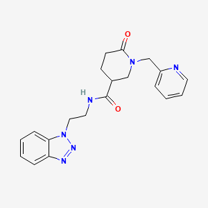 molecular formula C20H22N6O2 B3804018 N-[2-(benzotriazol-1-yl)ethyl]-6-oxo-1-(pyridin-2-ylmethyl)piperidine-3-carboxamide 