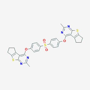 molecular formula C32H26N4O4S3 B380463 bis{4-[(2-methyl-6,7-dihydro-5H-cyclopenta[4,5]thieno[2,3-d]pyrimidin-4-yl)oxy]phenyl} sulfone 