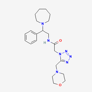 molecular formula C22H33N7O2 B3804654 N-[2-(azepan-1-yl)-2-phenylethyl]-2-[5-(morpholin-4-ylmethyl)tetrazol-1-yl]acetamide 