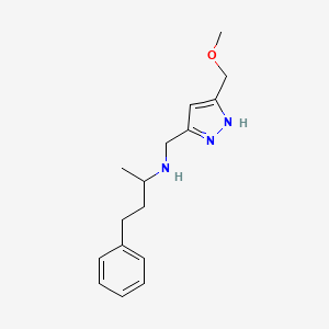 molecular formula C16H23N3O B3804687 N-[[5-(methoxymethyl)-1H-pyrazol-3-yl]methyl]-4-phenylbutan-2-amine 