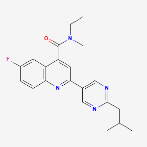 molecular formula C21H23FN4O B3804959 N-ethyl-6-fluoro-N-methyl-2-[2-(2-methylpropyl)pyrimidin-5-yl]quinoline-4-carboxamide 