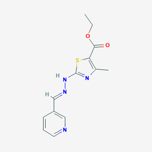 molecular formula C13H14N4O2S B380623 Ethyl 4-methyl-2-[2-(3-pyridinylmethylene)hydrazino]-1,3-thiazole-5-carboxylate 