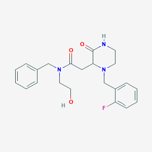 molecular formula C22H26FN3O3 B3806399 N-benzyl-2-[1-[(2-fluorophenyl)methyl]-3-oxopiperazin-2-yl]-N-(2-hydroxyethyl)acetamide 