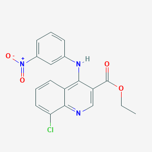molecular formula C18H14ClN3O4 B380644 Ethyl 8-chloro-4-[(3-nitrophenyl)amino]quinoline-3-carboxylate 