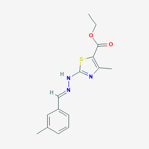 molecular formula C15H17N3O2S B380646 Ethyl 4-methyl-2-[2-(3-methylbenzylidene)hydrazino]-1,3-thiazole-5-carboxylate 