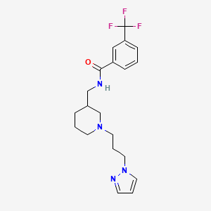 molecular formula C20H25F3N4O B3806703 N-[[1-(3-pyrazol-1-ylpropyl)piperidin-3-yl]methyl]-3-(trifluoromethyl)benzamide 