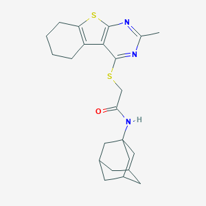 molecular formula C23H29N3OS2 B380690 N-(1-adamantyl)-2-[(2-methyl-5,6,7,8-tetrahydro-[1]benzothiolo[2,3-d]pyrimidin-4-yl)sulfanyl]acetamide CAS No. 314261-47-7