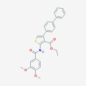 molecular formula C28H25NO5S B380718 ethyl 4-[1,1'-biphenyl]-4-yl-2-[(3,4-dimethoxybenzoyl)amino]-3-thiophenecarboxylate 