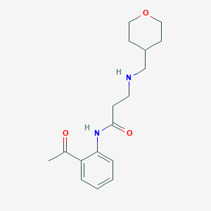 molecular formula C17H24N2O3 B3807318 N-(2-acetylphenyl)-3-(oxan-4-ylmethylamino)propanamide 
