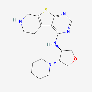 molecular formula C18H25N5OS B3807408 N-[(3R,4R)-4-piperidin-1-yloxolan-3-yl]-8-thia-4,6,11-triazatricyclo[7.4.0.02,7]trideca-1(9),2,4,6-tetraen-3-amine 