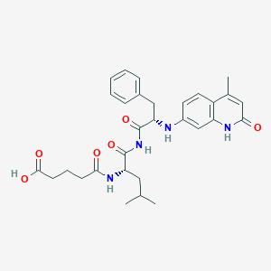 molecular formula C30H36N4O6 B038077 5-[[(2S)-4-methyl-1-[[(2S)-2-[(4-methyl-2-oxo-1H-quinolin-7-yl)amino]-3-phenylpropanoyl]amino]-1-oxopentan-2-yl]amino]-5-oxopentanoic acid CAS No. 111574-83-5