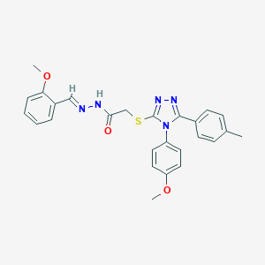 molecular formula C26H25N5O3S B380779 N-[(E)-(2-methoxyphenyl)methylideneamino]-2-[[4-(4-methoxyphenyl)-5-(4-methylphenyl)-1,2,4-triazol-3-yl]sulfanyl]acetamide CAS No. 385403-57-6