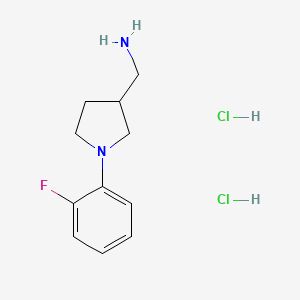 molecular formula C11H17Cl2FN2 B3807934 1-[1-(2-FLUOROPHENYL)PYRROLIDIN-3-YL]METHANAMINE DIHYDROCHLORIDE 