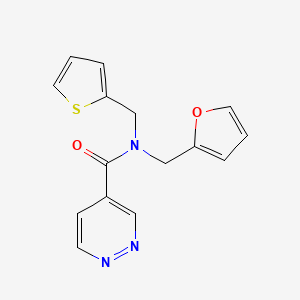 molecular formula C15H13N3O2S B3807990 N-(furan-2-ylmethyl)-N-(thiophen-2-ylmethyl)pyridazine-4-carboxamide 