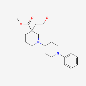 molecular formula C22H34N2O3 B3808272 Ethyl 3-(2-methoxyethyl)-1-(1-phenylpiperidin-4-yl)piperidine-3-carboxylate 