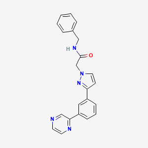 molecular formula C22H19N5O B3808510 N-benzyl-2-[3-(3-pyrazin-2-ylphenyl)pyrazol-1-yl]acetamide 