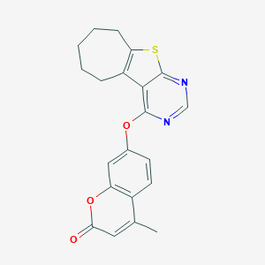 molecular formula C21H18N2O3S B380883 4-methyl-7-(6,7,8,9-tetrahydro-5H-cyclohepta[4,5]thieno[2,3-d]pyrimidin-4-yloxy)-2H-chromen-2-one 