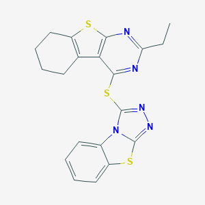 2-Ethyl-4-([1,2,4]triazolo[3,4-b][1,3]benzothiazol-1-ylsulfanyl)-5,6,7,8-tetrahydro-[1]benzothiolo[2,3-d]pyrimidine