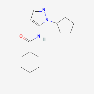 molecular formula C16H25N3O B3809064 N-(2-cyclopentylpyrazol-3-yl)-4-methylcyclohexane-1-carboxamide 