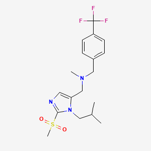 molecular formula C18H24F3N3O2S B3809276 N-methyl-N-[[3-(2-methylpropyl)-2-methylsulfonylimidazol-4-yl]methyl]-1-[4-(trifluoromethyl)phenyl]methanamine 