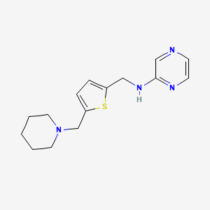 molecular formula C15H20N4S B3809321 N-[[5-(piperidin-1-ylmethyl)thiophen-2-yl]methyl]pyrazin-2-amine 