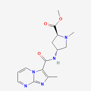 molecular formula C15H19N5O3 B3809537 methyl (2S,4R)-1-methyl-4-{[(2-methylimidazo[1,2-a]pyrimidin-3-yl)carbonyl]amino}pyrrolidine-2-carboxylate 