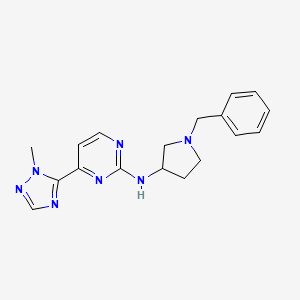 molecular formula C18H21N7 B3809596 N-(1-benzylpyrrolidin-3-yl)-4-(2-methyl-1,2,4-triazol-3-yl)pyrimidin-2-amine 