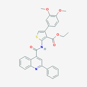 molecular formula C31H26N2O5S B380965 Ethyl 4-(3,4-dimethoxyphenyl)-2-{[(2-phenyl-4-quinolinyl)carbonyl]amino}-3-thiophenecarboxylate 