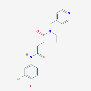 molecular formula C18H19ClFN3O2 B3809654 N'-(3-chloro-4-fluorophenyl)-N-ethyl-N-(pyridin-4-ylmethyl)succinamide 
