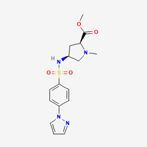 molecular formula C16H20N4O4S B3809978 methyl (2S,4S)-1-methyl-4-({[4-(1H-pyrazol-1-yl)phenyl]sulfonyl}amino)pyrrolidine-2-carboxylate 