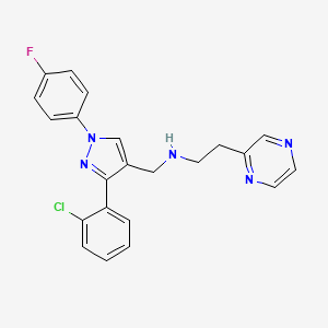 molecular formula C22H19ClFN5 B3810104 N-{[3-(2-chlorophenyl)-1-(4-fluorophenyl)-1H-pyrazol-4-yl]methyl}-2-(2-pyrazinyl)ethanamine 