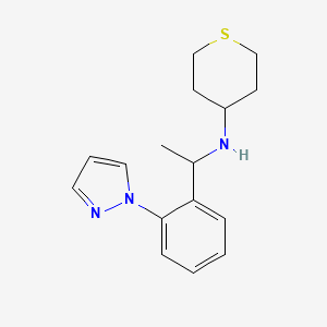 molecular formula C16H21N3S B3810105 N-{1-[2-(1H-pyrazol-1-yl)phenyl]ethyl}tetrahydro-2H-thiopyran-4-amine 