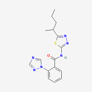 molecular formula C16H18N6OS B3810133 N-[5-(1-methylbutyl)-1,3,4-thiadiazol-2-yl]-2-(1H-1,2,4-triazol-1-yl)benzamide 