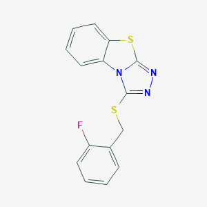molecular formula C15H10FN3S2 B381016 3-[(2-Fluorobenzyl)sulfanyl][1,2,4]triazolo[3,4-b][1,3]benzothiazole 