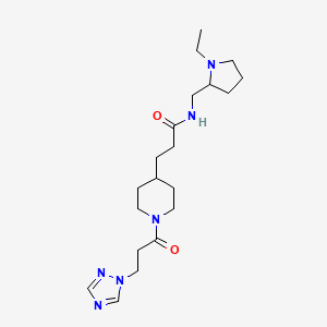 molecular formula C20H34N6O2 B3810246 N-[(1-ethylpyrrolidin-2-yl)methyl]-3-[1-[3-(1,2,4-triazol-1-yl)propanoyl]piperidin-4-yl]propanamide 
