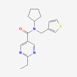 molecular formula C17H21N3OS B3810302 N-cyclopentyl-2-ethyl-N-(3-thienylmethyl)pyrimidine-5-carboxamide 
