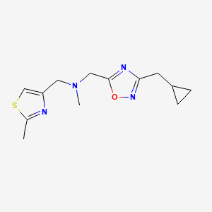 molecular formula C13H18N4OS B3810358 N-[[3-(cyclopropylmethyl)-1,2,4-oxadiazol-5-yl]methyl]-N-methyl-1-(2-methyl-1,3-thiazol-4-yl)methanamine 